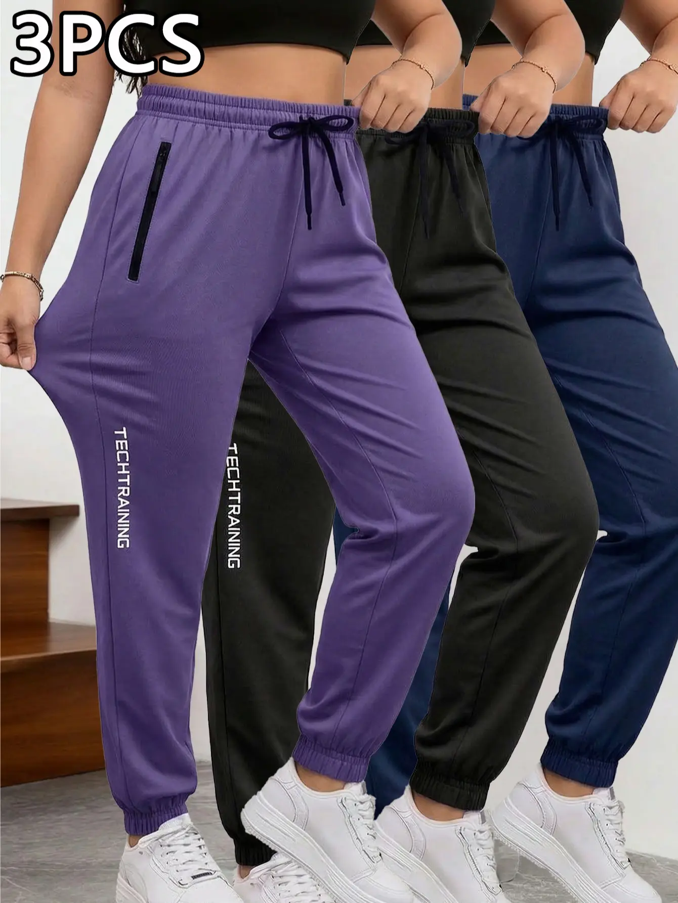 Women’s 3-Pack Pants Joggers - Elastic Woven Fabric, Breathable, Cuffed Legs, Slim Leg Shaping Sweatpants for Women’s Spring/Summer Outdoor Running, From Workout To Coffee Run