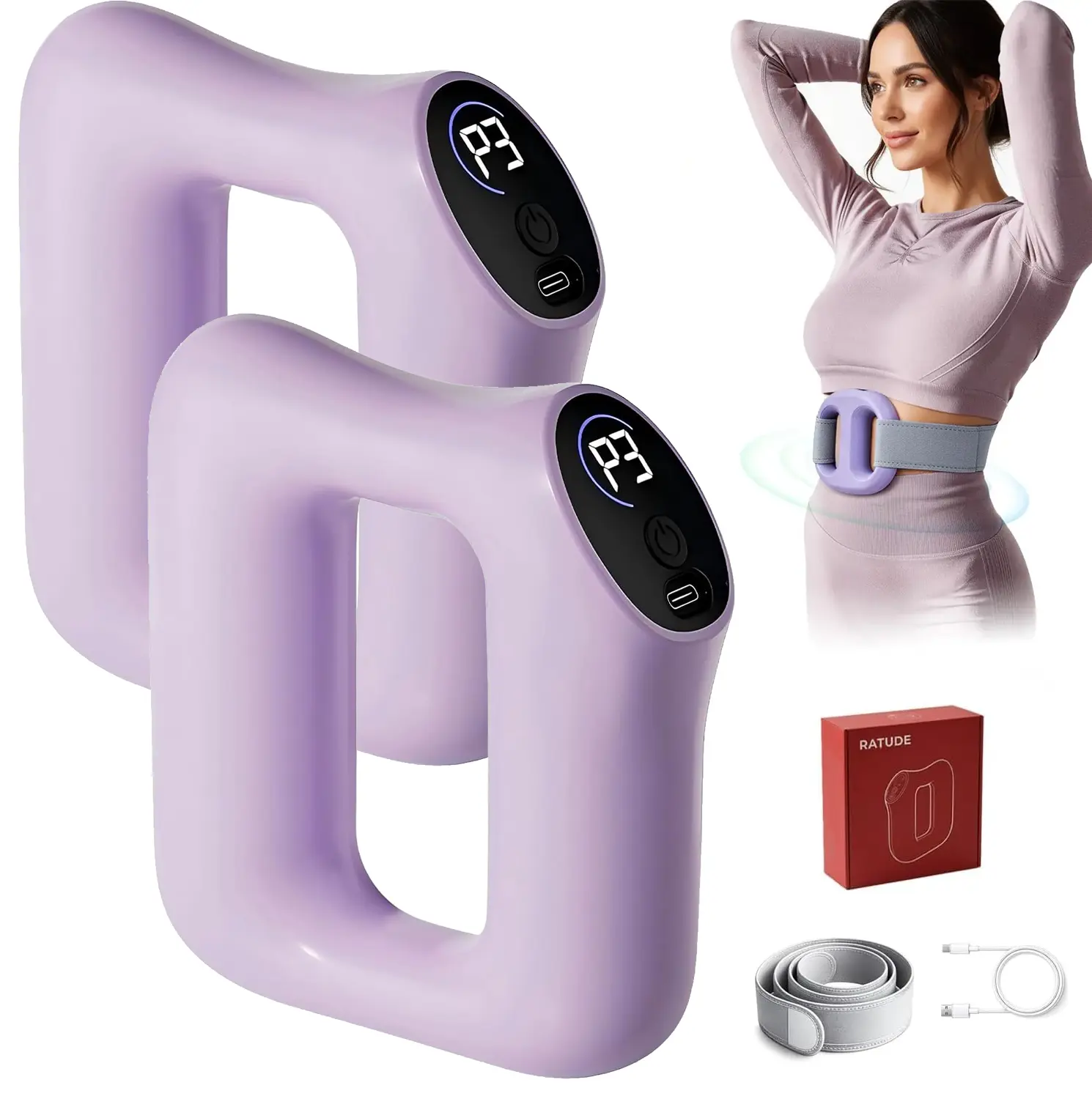 Upgraded R10 Mini Plastic Fascia Ring Waist & Back Massager - 5-Speed Battery-Operated, Heat & Shiatsu, Lightweight Cordless Rechargeable, Portable with Adjustable Strap (Fits Up to 55in Waist), Ideal Parent Gift