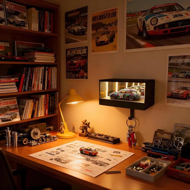 Infinity Garage Keychain Hanger, Keypit Garage Key Holder, Race Car Key Holder Wall Mount with LED, Car Keys Display, Tiny Glowing Garages, Effortless Wall Mount Organizer for Entryway,Christmas gift