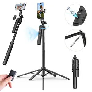70 inch Smart Ai Face Tracking Tripod,For iphone and Android Smartphone,360 degree rotating travel selfie stick stand, facial tracking tripod stand with remote control,suitable for video recording Portable Phone Tripod with Remote