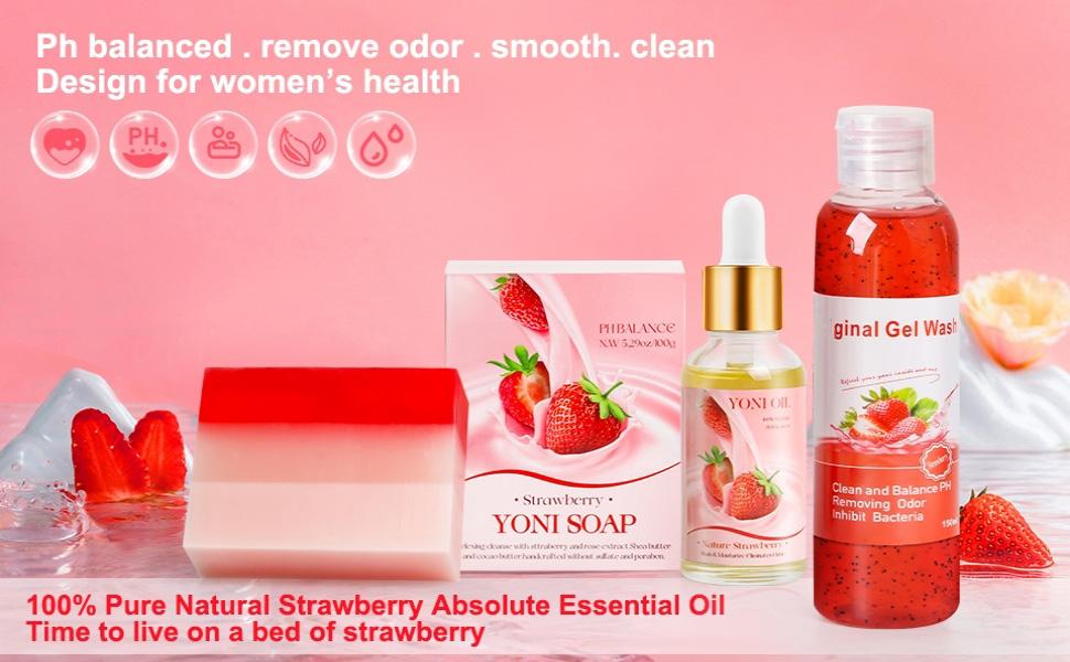 Feminine Wash & Oil & Yoni Soap Set for Women, Yoni Wash for Ph Balance Remove Odor Moisturizing