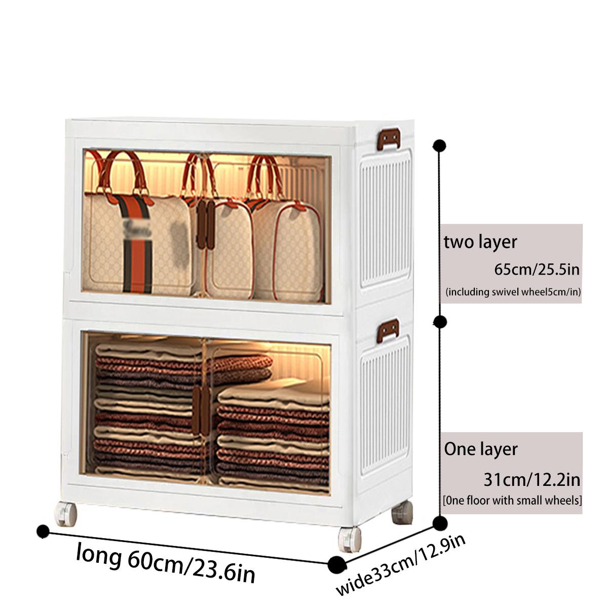 60CM-2/3/4/5 Layers Plastic Storage Box Organizer Stackable & Foldable with Magnetic Transparent Door for Kitchen Bedroom Living Room Study Office Saving Space 60CM-2/3/4/5 Layers Plastic Storage Box Organizer Stackable & Foldable with Magnetic Transparent Door for Kitchen Bedroom Living Room Study Office Saving Space