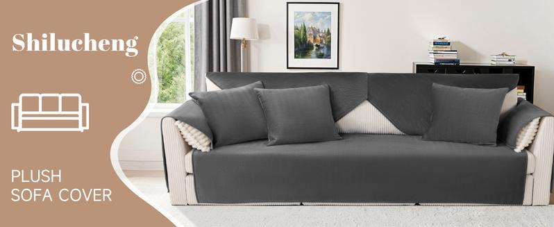 Shilucheng Velvet Chenille Sofa Cover - Friendly Furniture Protector Machine Washable & Non-Slip Stain-resistant Soft Couch Cover Perfect For Pets & Kids