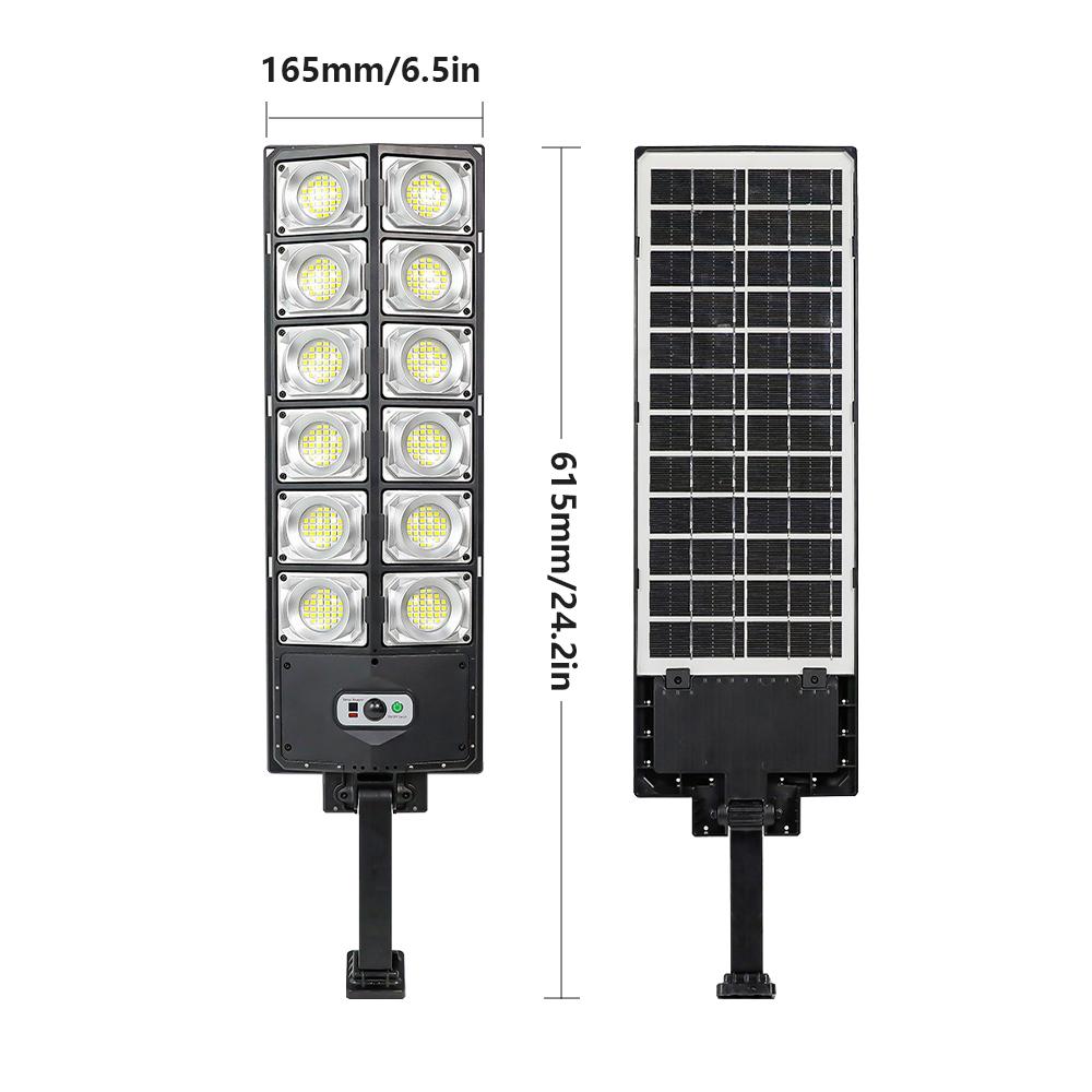 Solar Street Light Outdoor Solar Parking Lot Light with Motion Sensor IP65 Waterproof Commercial Lighting 360 SMD LEDs Adjustable Angle Remote Control