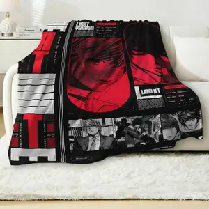 Vintage Ligght Yaggammi Deatth Notte Graphic Blanket, Heavyweight Soft Fleece Throw, Retro Anime Room Decor, Gift for Manga Fans  | GN060326.R0595.ID01
