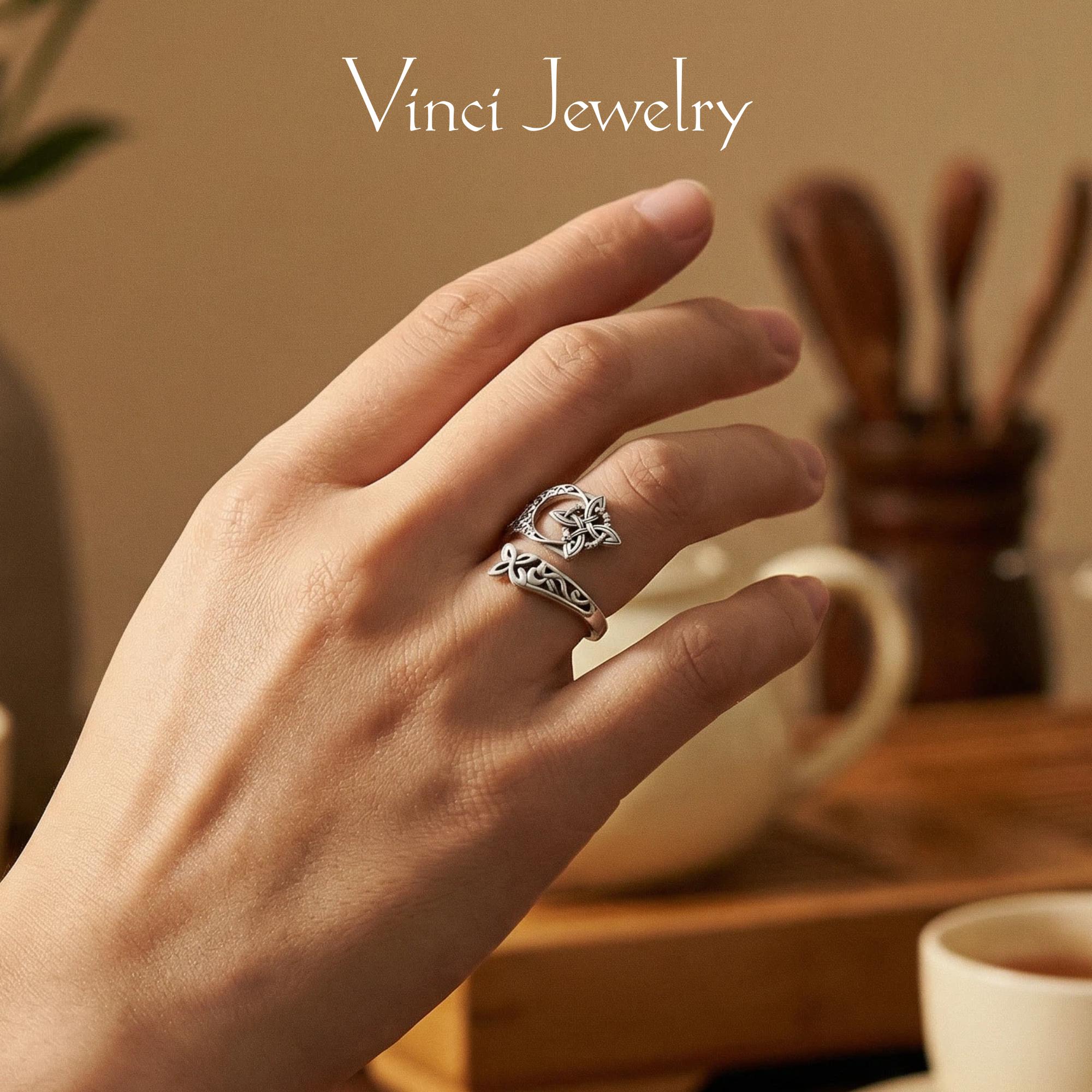 925 Sterling Silver Celtic Knot Ring Witch Knot Ring Nudo de Bruja Plata 925 Original Sterling Silver Adjustable Witch Knot Rings Open Ring Hecate Ring Pagan Witchtok Protection Witchy Jewelry for Devotion for Ceremonyfor Women