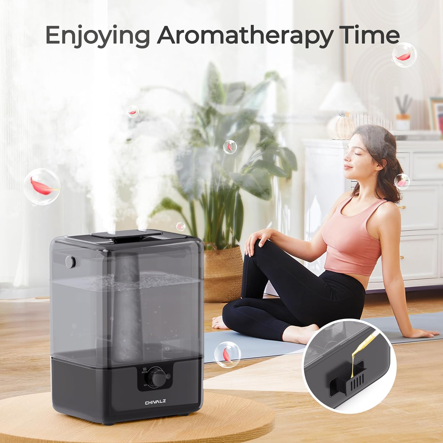 Chivalz 4L&6L Humidifier & Air Purifier with Top-Fill Design, Remote Control, Cool Mist Humidifier with 360° Nozzle, 2-IN-1 Oil Diffuser for Bedroom, Home, Baby Nursery & Plants, Household Appliances#TikTokShopBlackFriday