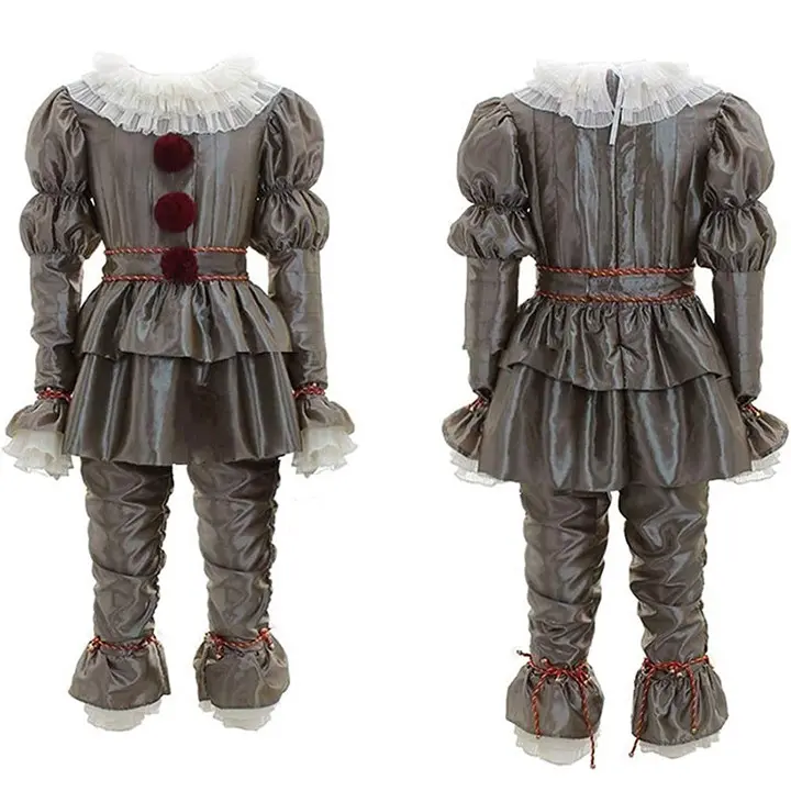 Men's Pennywise Scary Clown Halloween Cosplay Full Set Outfit, Polyester Menswear Clothing, Hand Wash Special Occasion Costume