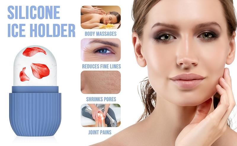 LMMAKE 1Pc Ice Roller for Face and Eye, Silicone Ice Facial Roller, Reusable Ice Cube Roller for Shrink Pores, Anti Wrinkle, Reduce Puffiness, Calming Pink Lemon Blend for Acne Treatment, Skin Care Gift