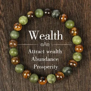 Tiger Eye Stone Bracelet Attracts Wealth, Stretchable Money Attraction Bracelet- Unisex Jewelry Gift glass beads pulsera amatista unity bracelet protection bracelet encouragement gift fashion artificial Colorblock Beaded Crystal Bracelet