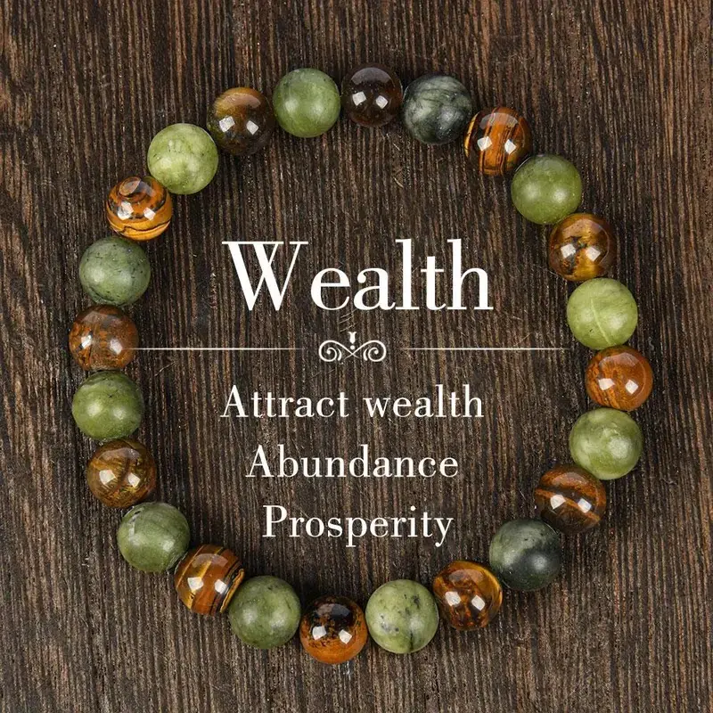 Tiger Eye Stone Bracelet Attracts Wealth, Stretchable Money Attraction Bracelet- Unisex Jewelry Gift glass beads pulsera amatista unity bracelet protection bracelet encouragement gift fashion artificial Colorblock Beaded Crystal Bracelet