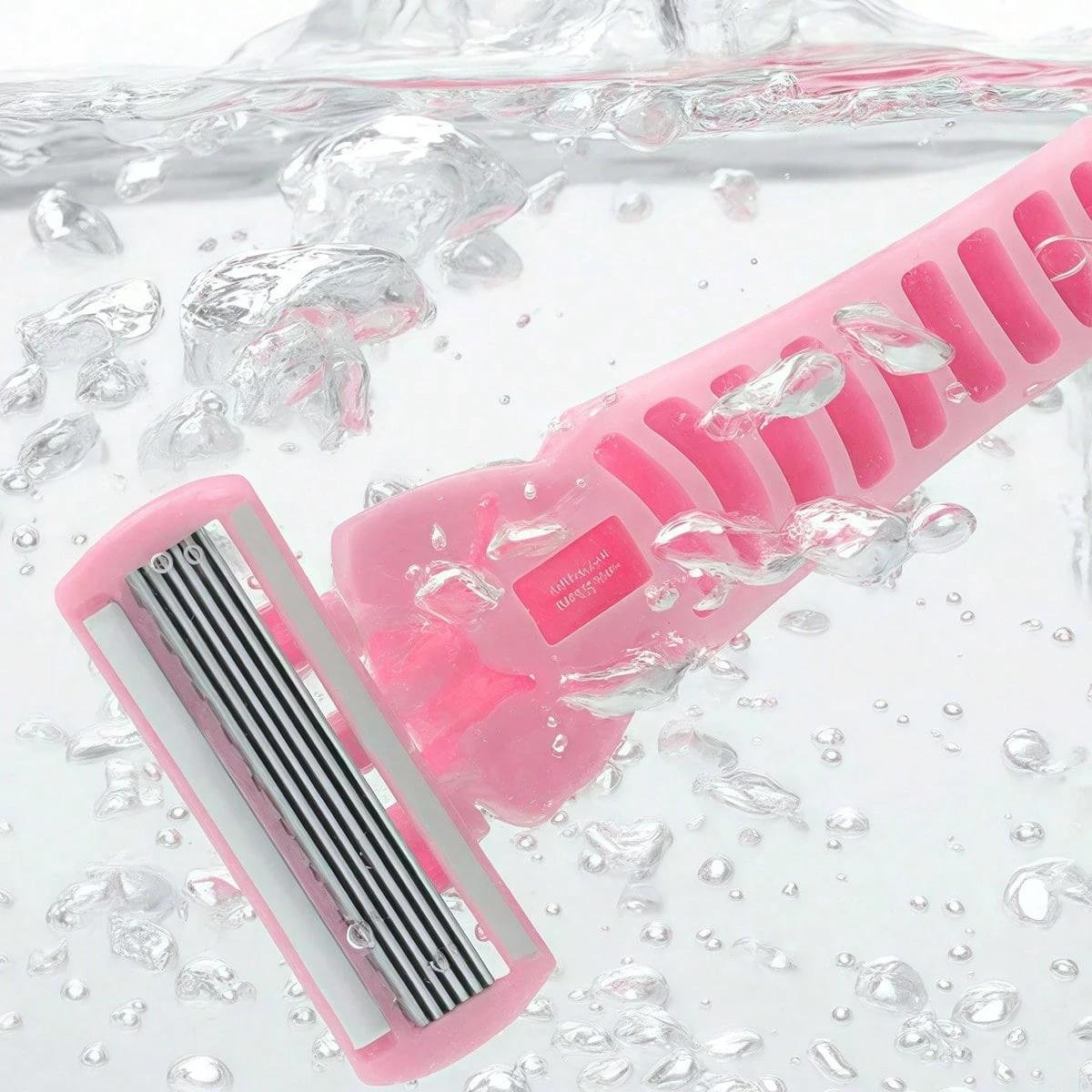 Razor Kit for Women, Travel Size 7-Blade Cartridge Razor, Includes Handle, 6 Refills and Travel Case  for Armpit and Full Body Hair Hair