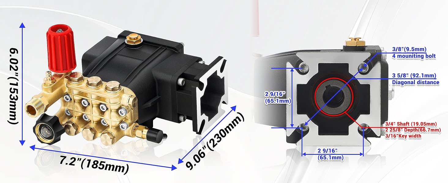 Tool Daily Horizontal Triplex Pressure Washer Pump Replacement for Simpson 90036 MSH3125 Honda GC190 GX200 GX160