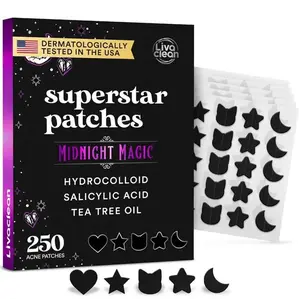 Superstar Patches Midnight Magic 250ct Black Star Pimple Patches with Salicylic Acid & Tea Tree Oil Hydrocolloid Acne Patch for Face