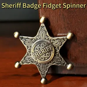 Sheriff Badge Fidget Spinner Metal，6-point star Themed，Birthday，Board game decompression toy，Neptune Badge Fingertip Topspin