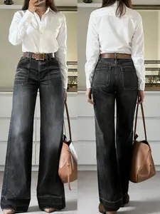 Vintage Wide-Leg Faded Jeans