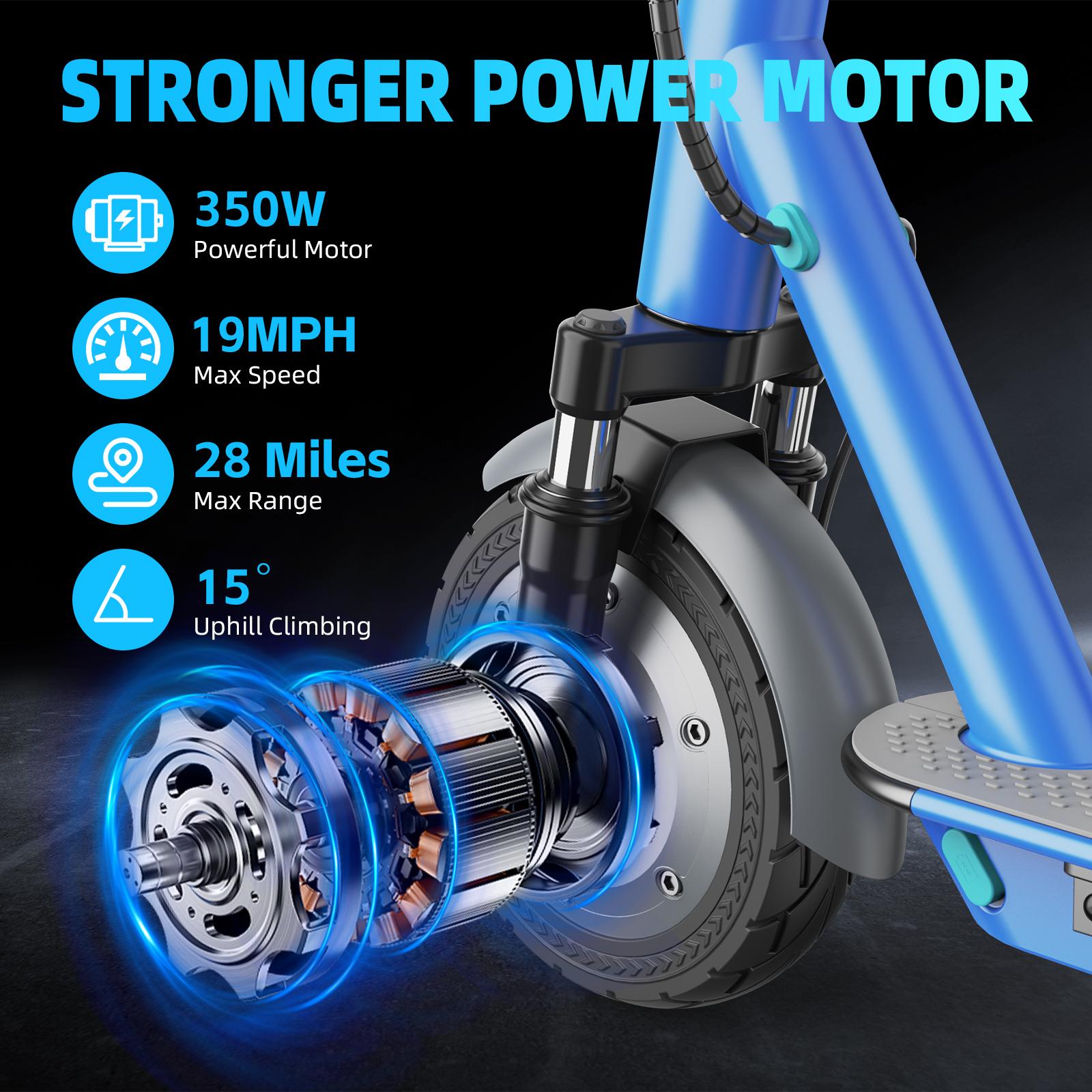 28Mph Electric Scooter for Adults & Teens– 350W Motor Battery,  10inch Solid Tires,36V 10.5Ah ,35/45 Max Range, Charge Time 4/5 h, Foldable E-Scooter with App Control & Disc Braking System for Smart APP Contro High-Performance Commuting