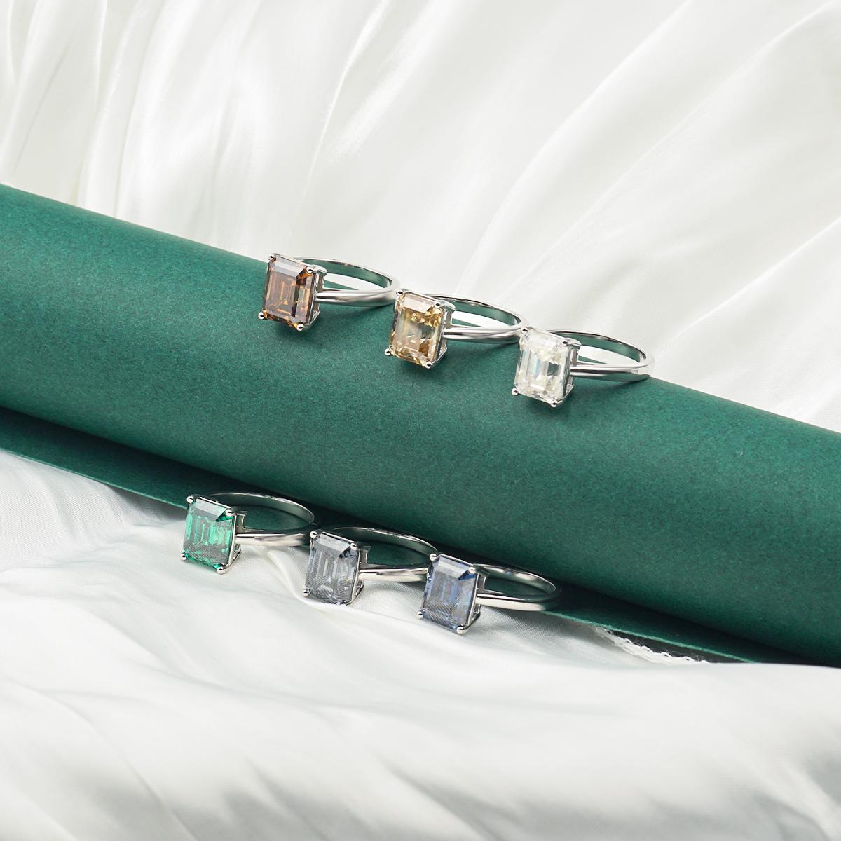 Delzzad 4ct Solitaire Prong Ring Octagon Synthetic Moissanite S925 Ring Band Jewelry Perfect Engagement Anniversary Christmas Gift for Men Women Wedding Set