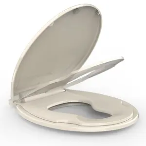 Garvee Toilet Seat with Built-in Potty Training Seat, Round Shape, Soft Cover, Slow Closing, Silent Design, Compatible with American Standard