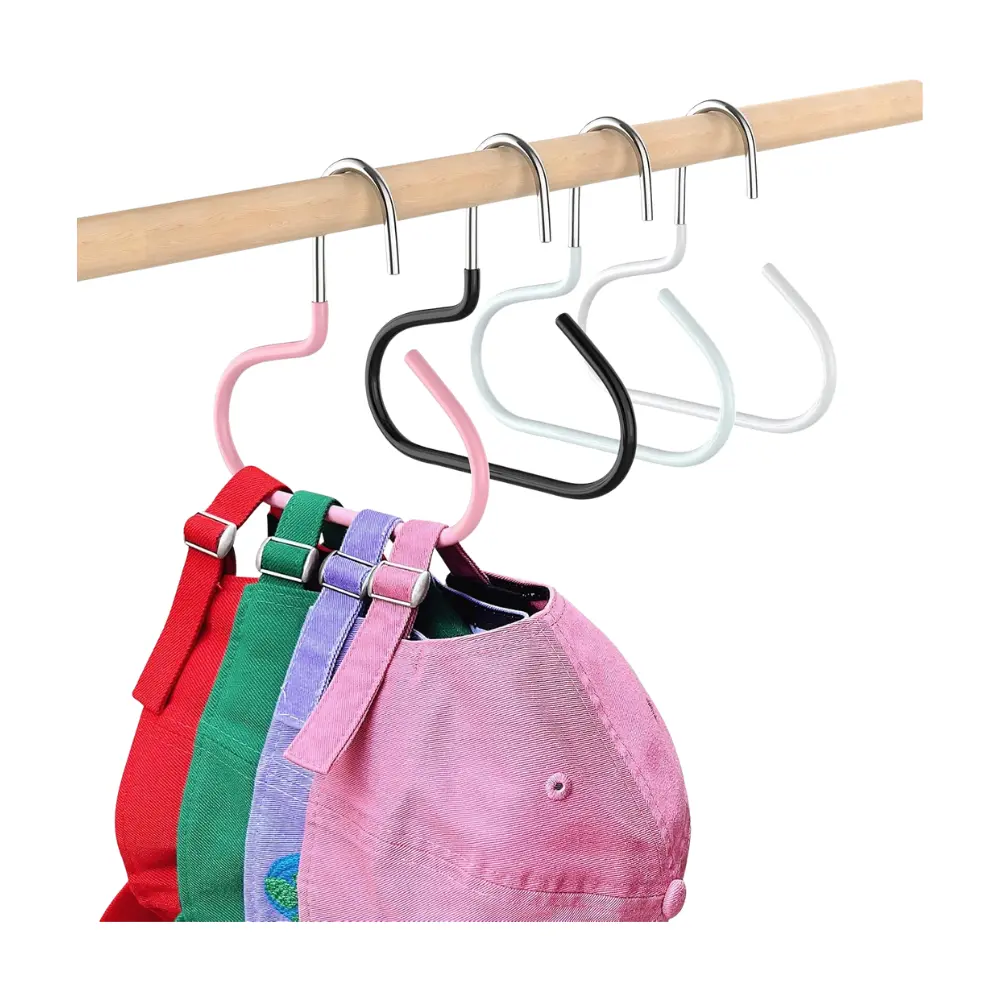 hat organizer for baseball caps closet hanger 4 pack stainless steel cap holder rack for hats beanie belt tie purse space saving closet storage organizer
