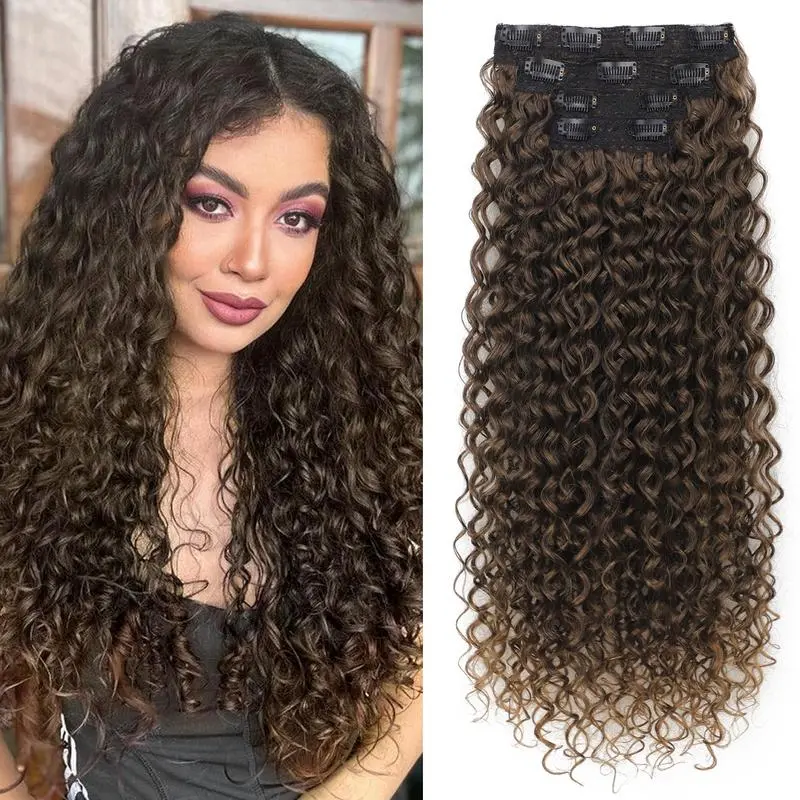 AISI HAIR Clip-In Hair Extension 20" Curly Synthetic Hair for Women | Natural Look & Affordable Volume Boost | Multiple Shades Available | Easy Application Wavy Hairpieces Costume Wig Wavy Wig Wavy Wig