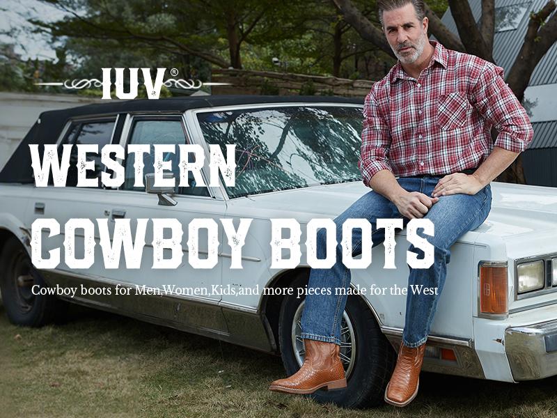 Cowboy Boots for Men  Western Men's Boots with Classic Embroidered Durable Short Boots  Slip on Square Toe Boots Slip Resistant Country Boots Chunky Heel Ankle