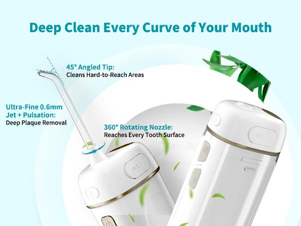 Hibbent Portable Cordless Water Flosser, Mini Oral Irrigator with 3 Modes & 4 Jet Tips, IPX7 Waterproof Rechargeable Travel Electric Dental Flosser for Braces Care, Sensitive Teeth, Orthodontic