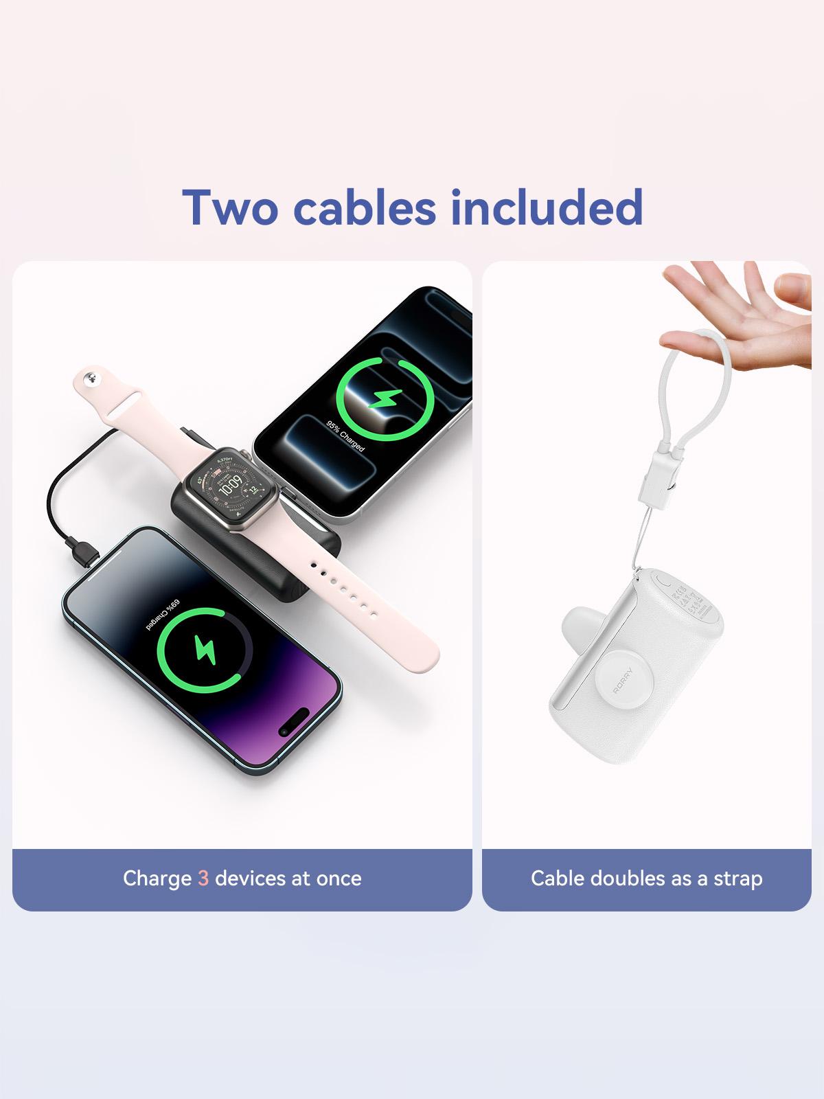 RORRY PalmGo Portable Charger 10000mAh PD 22.5W Fast Charging Mini Power Bank with Built-in USB C Connector 3-in-1 Battery Pack for iPhone 17/16/15 Pro/Max Apple Watch Ultra/11/10/SE iPad TikTokShopSpringGlowUp