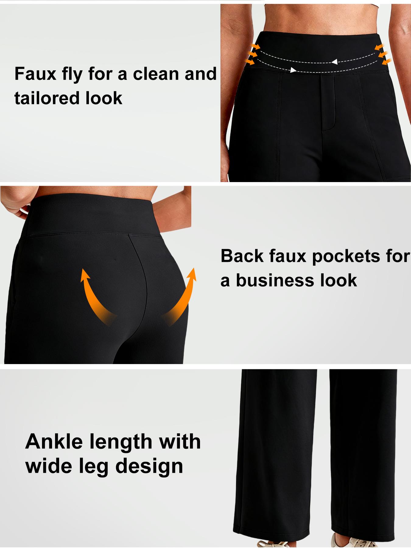 1PCS Black  High Waist Wide Leg Straight Casual Pants For Women, Suitable For Summer,Fall Solid Colors Minimalist Palazzo Style with Pockets for Women's Everyday Wear