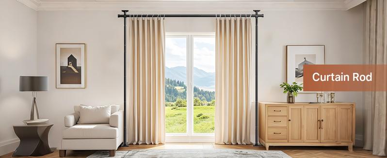Adjustable Bedroom Partition Rod - Heavy-Duty Room Divider Curtain Rod for 4-10 Ft High and 28-70 in Wide Spaces - No Drill Freestanding Separator Freestanding Tension Curtain Stand(Curtains are not included)