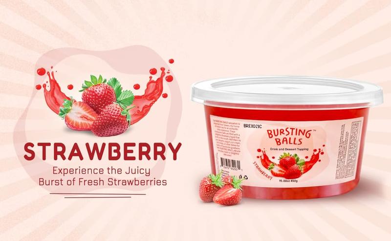 BREXONIC Boba Pearls, Pomegranate Popping Bursting Boba, Tapioca Pearls For Bubble Tea, No Artificial Colors (Pomegranate, 1 LB 1 Pack)