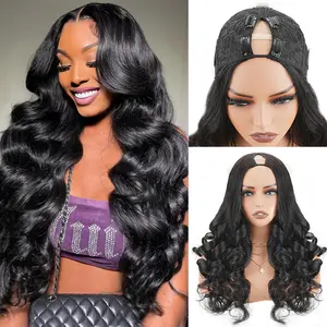 V Part Wig Human Hair Body Wave 180% Density Upgrade U Part Wigs With Drawstring No Sew in No Glue Half Wigs Human Hair V Shape Clip In Half Wig For Women Natural Color