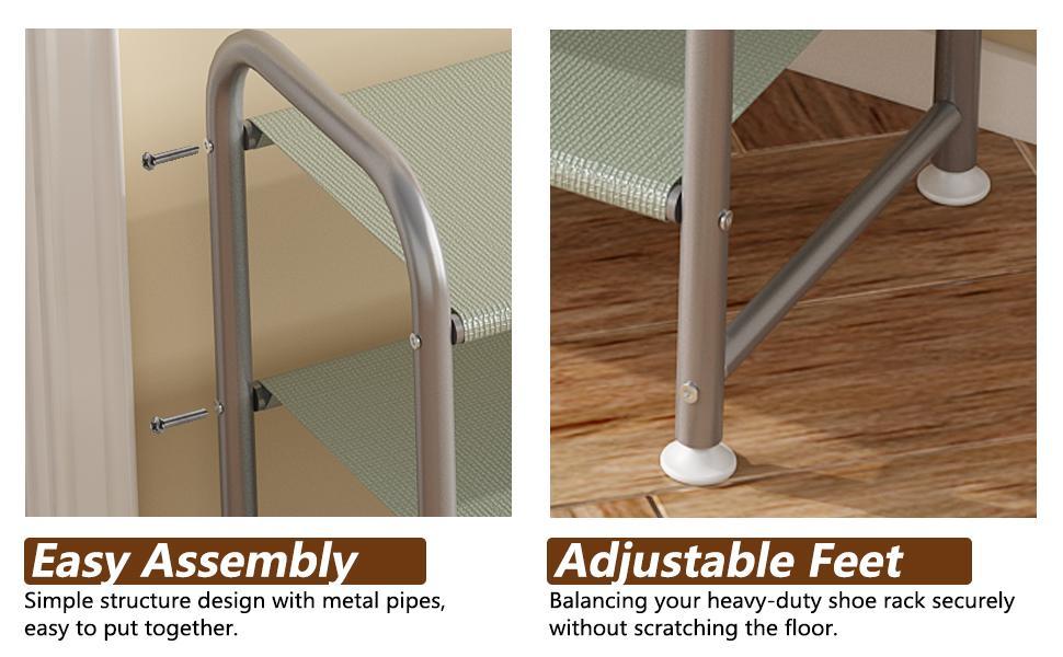 SUOERNUO 2 / 3 /4Tier  Long Shoe Rack for Closet Shoe Organizer for Closet Floor Entryway Storage Stackable Wide Shoe Shelf