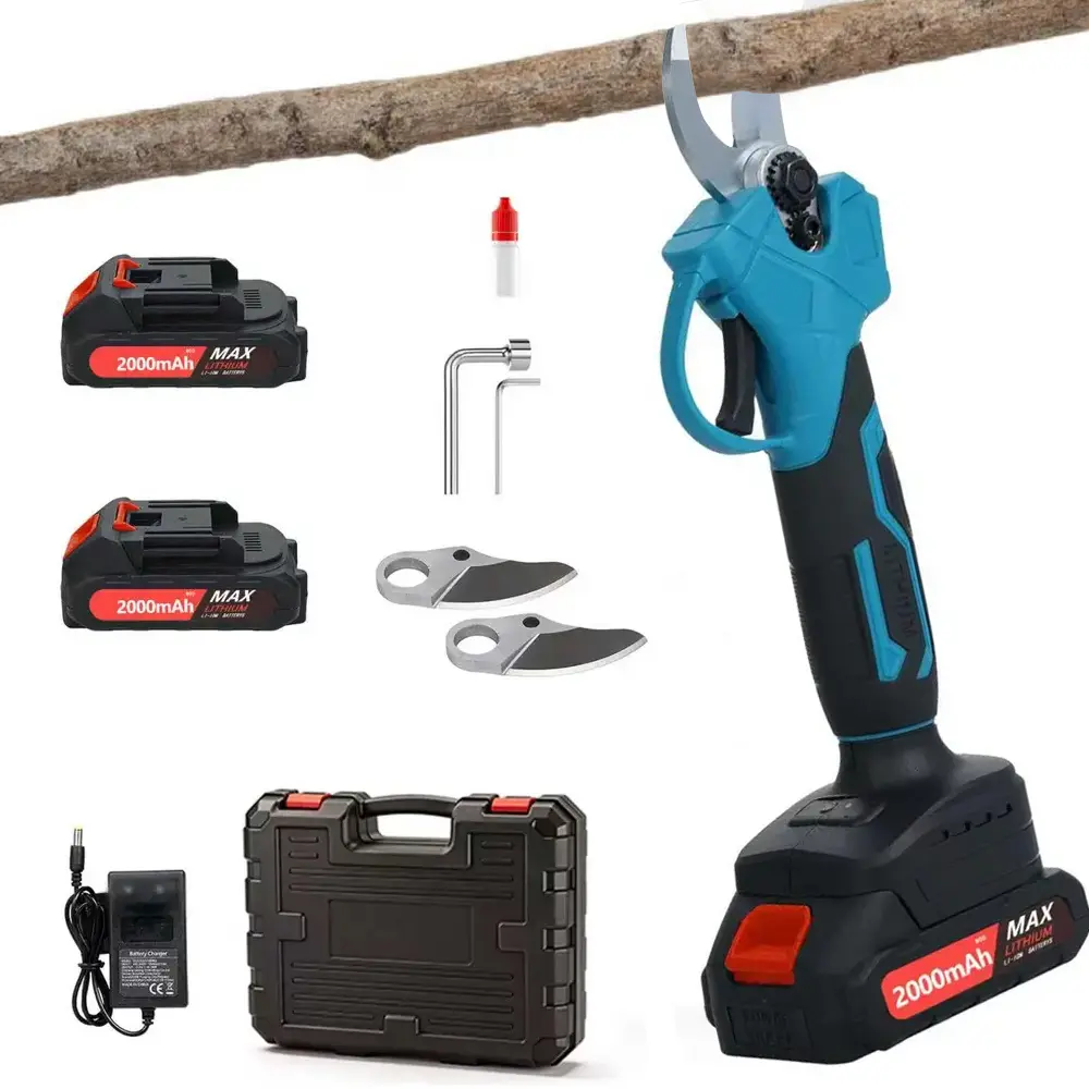 Cordless Electric Pruning Shears - Tree Branch Cutter with Brushless Motor, Longer Runtime, Anti-Slip Handle, Safety Switch for Garden, Orchard Trimming