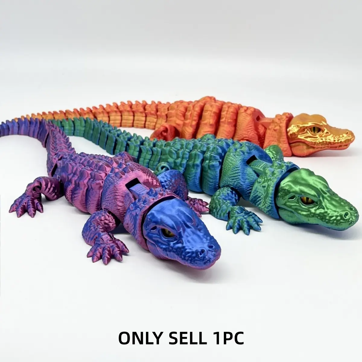 Modern Hinged Crocodile Sculpture, 3D Printed Moveable Joints, Unique Desktop Decoration, Perfect Holiday Gift, Home Decor Artwork, Desktop Statue, Office Home Decor, Decorative Home Ornament, Animal Decorations, Decorative Sculptures