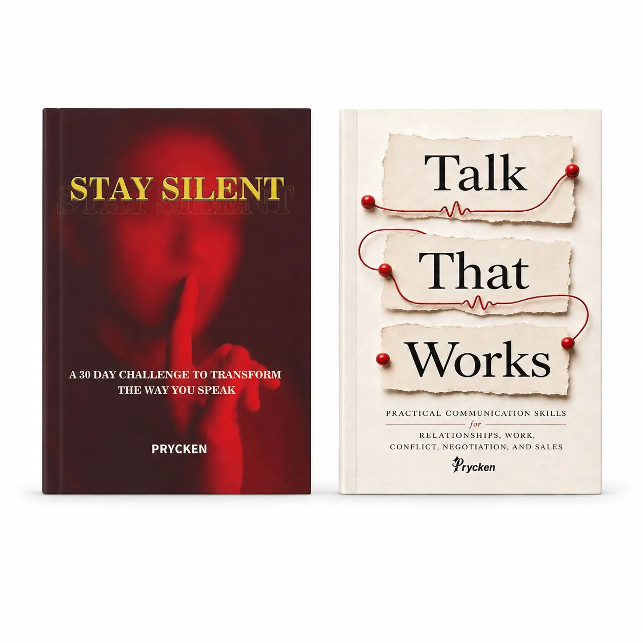 Prycken STAY SILENT + TALK THAT WORKS 2-Book Set: Emotional Control & Practical Communication Skills for Better Relationships, Conflict & Everyday Conversations | Daily Reading for Adults, Self-Improvement, Personal Growth – Perfect Gift Set for Adults
