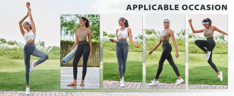 Danedvi Womens Ribbed Seamless Leggings High Waisted Tummy Control Workout Full Length Yoga Pants Grey Textured Fabric Squat Proof All Seasons