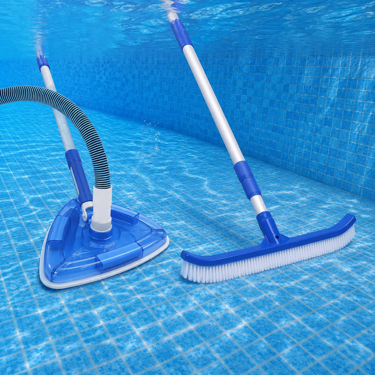Manual Pool Cleaning Kit with Vacuum Head Attachment, Extendable Cleaning Pole and Pool Brush for Swimming Pool Maintenance