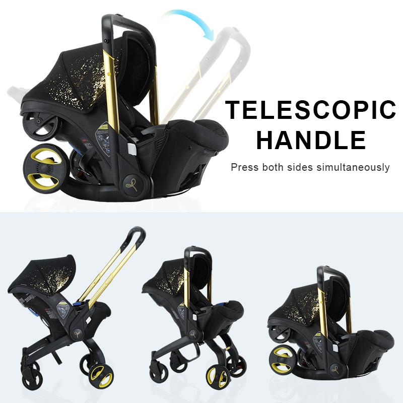 (No Base)Foldable Four-wheel Baby Stroller with Free Bag Newborn Stroller Foldable Legs Equipped with Chest Clip One-Click Contraction Function Aluminum Alloy 4-wheel Travel Toddler Stroller