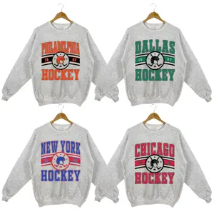 All Teams Hockey Unisex Crewneck Sweatshirt, Sport Classic Cotton, Sport Grey Color Menswear Tops