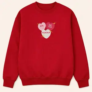 Red Latin Inspired Guacala Candy Hearts Embroidered Sweatshirt Valentines Day Sweaters Womenswear