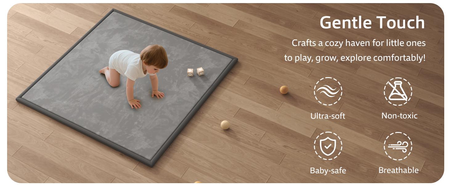 50''/59"/71"/79" Baby Play Mat for Floor 1.3'' Thick Memory Foam Tummy Time Mat Super Soft Coral Velvet Nursery Rug with Non-Slip Backing Crawling Rug for Toddlers Infants Yoga & Tatami Use SpringStatements