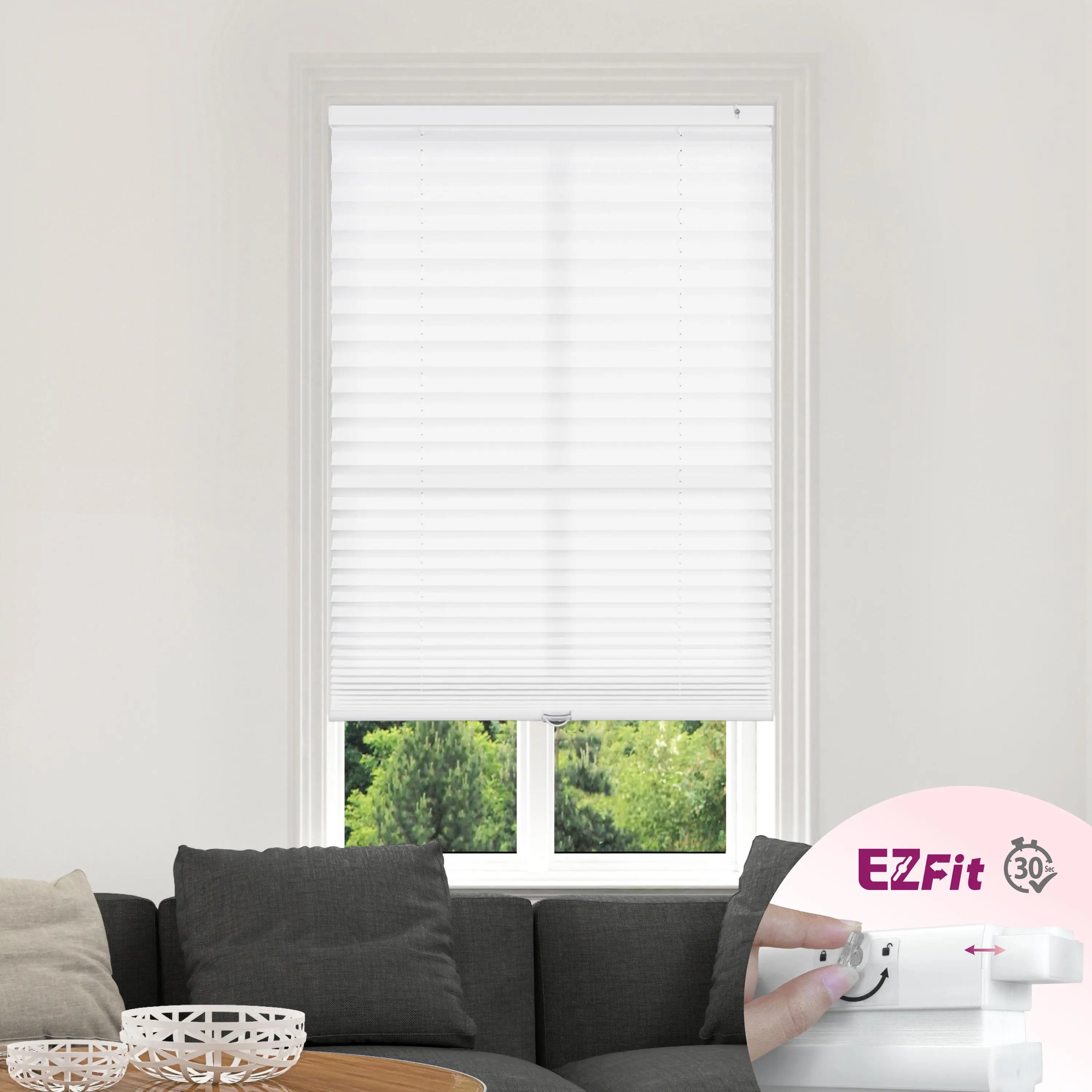 REGAL LIVING EZ Fit Cordless No-Tool Installation Pleated Window Blind for Household Textiles & Soft Furnishings