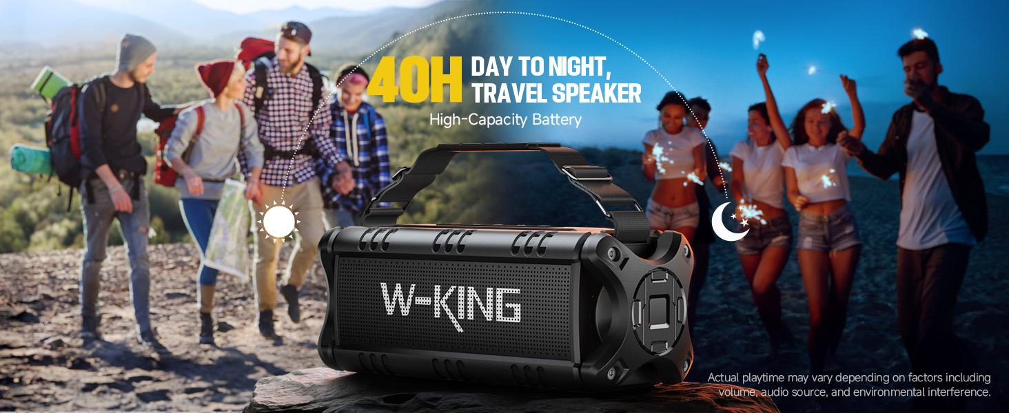 W-KING Bluetooth Speaker, 90W Max Loud Portable Speakers Bluetooth Wireless, IPX6 Waterproof Outdoor Speaker with 50W Deep Bass/2 Powerful Subwoofer/40H/Power Bank/EQ/TF/AUX/NFC for Pool/Party/Travel Rechargeable Audio