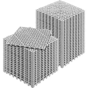 【Summervibes】VEVOR Interlocking Tile 50PCS Gray, Drainage Tiles 12" x 12" Splicing, Soft PVC Interlocking Drainage Floor Tiles, Non-Slip Drainage Holes for Restroom, Bathroom, Kitchen, Pool, Wet Areas