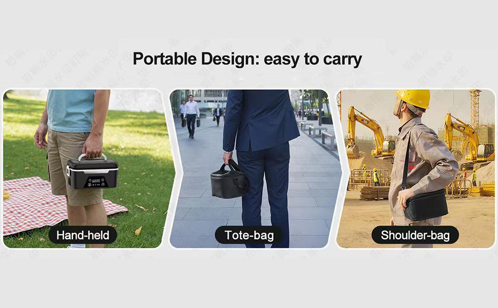 Cordless Heated Lunch Box for Adults (1.5L/6 Cups) – Rechargeable Battery Electric Food Warmer with Scheduled & Automatic Heating, Portable Insulated Bag (Black)#HeatedLunchBox #WorkLifeWin #MealPrepHacks