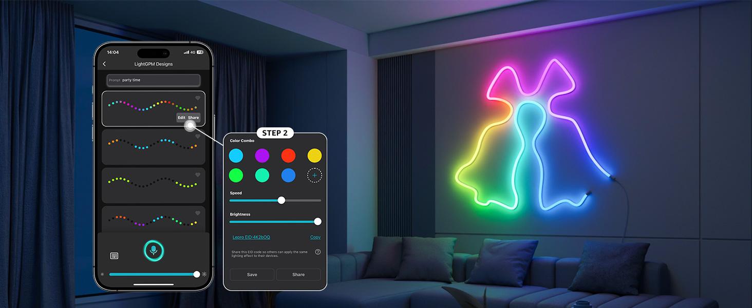 Lepro N1 AI Smart RGB Neon Rope Lights, Featuring LLM AI-Generated Lighting Effects, LightBeats Music Sync, Color Segment DIY Voice Control via App, Wi-Fi & Bluetooth Enabled for Christmas, Living Room and Bedroom Wall Decor -1