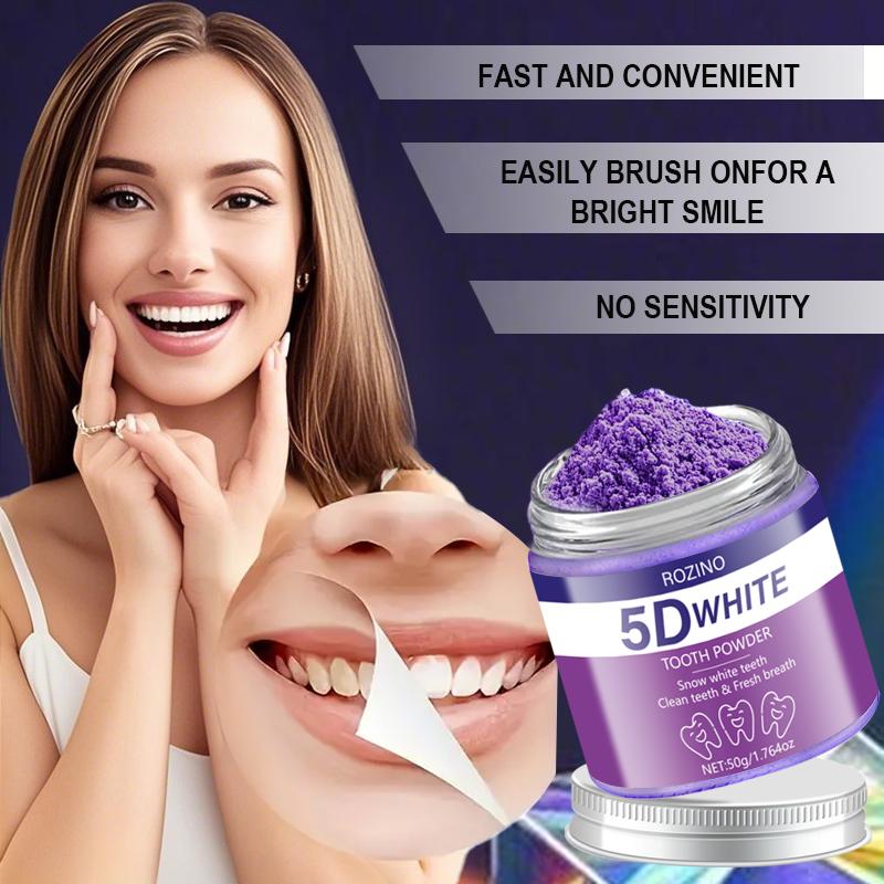 ROZINO 5D White Tooth Powder - Snow White Teeth & Fresh Breath - Activated Carbon Formula - No Sensitivity - Dental Care Solution