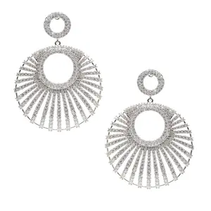 Victoria White Gold Plated CZ Statement Earrings | Modern South Asian Jewellery