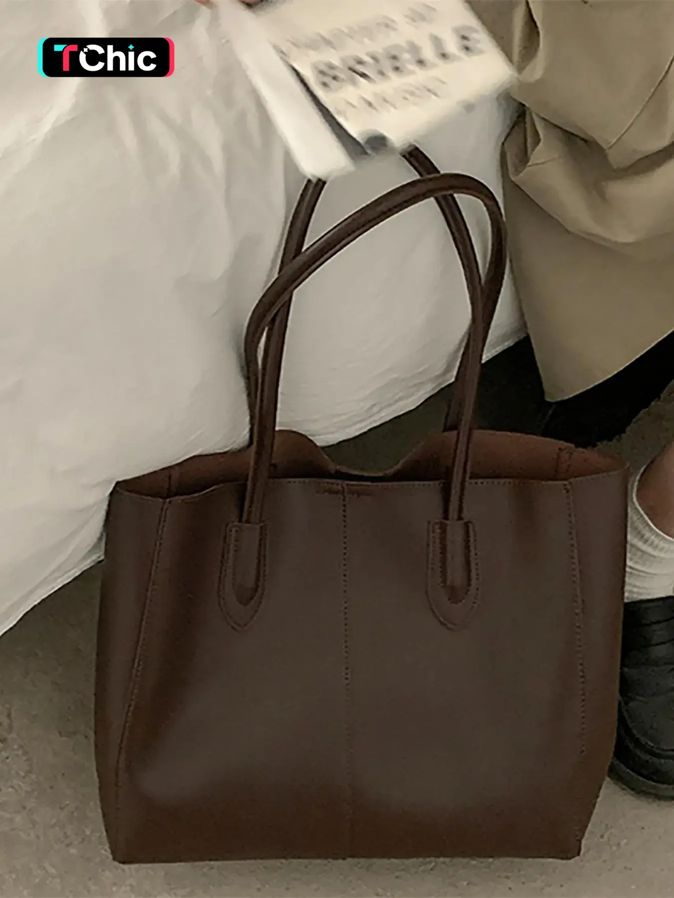 Vintage Style Casual Large Tote Bag Set, PU Leather Bag, Fashionable Large Capacity Shoulder Bag, Trendy Simple Women's Handbag for Shopping Travel, Commuter Purse, Casual Handbags, Shoulder Totes, Casual Trendy Purses, Everyday Bags
